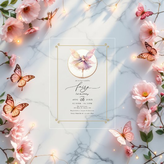 フェアリーファースト1歳の誕生日パーティー アクリル招待状