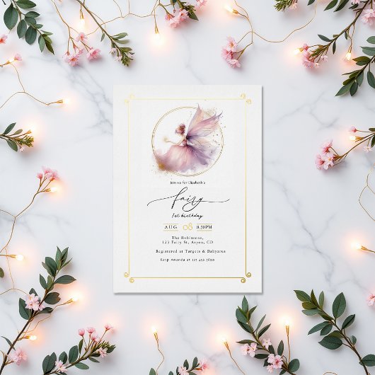 フェアリーファースト1歳の誕生日パーティー 箔招待状