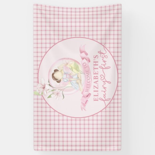 フェアリーファースト・ガールの最初の誕生日パーティービニカスタムウム 横断幕 (縦)