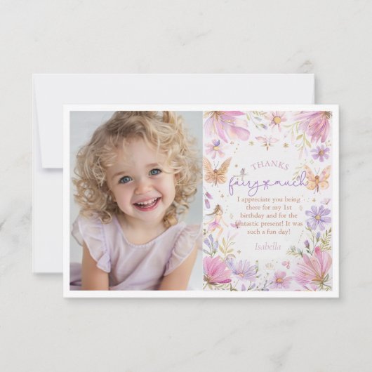 フェアリーファースト・ガール1st誕生日パーティー サンキューカード (正面)