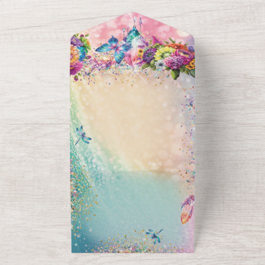 フェアリーフォレストパーティの招待状 オールインワン招待状 (外側)