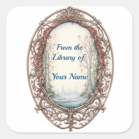 フェアリーフォレスト蔵書票 スクエアシール (正面)