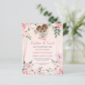 フェアリーフラッター&トワイルピンク |誕生日招待状 (スタンド正面)