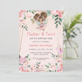 フェアリーフラッター&トワイルピンク |誕生日招待状 招待状 (スタンド正面)