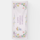 フェアリーフラワーガーデンエニ大事な行事薄紫 ガーリー 横断幕 (縦)