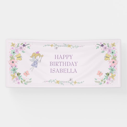 フェアリーフラワーガーデンエニ大事な行事薄紫 ガーリー 横断幕 (横)