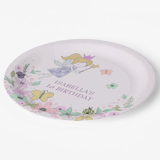 フェアリーフラワーガーデンエニ大事な行事薄紫 ペーパープレート (アングル)