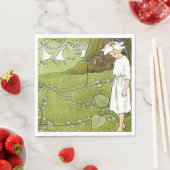 フェアリーフローラガーデンエンチャントフォレストガール誕生日 スタンダードランチョンナプキン (インサイチュ)