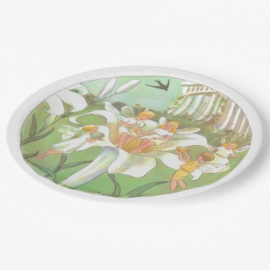 フェアリーフローラガーデンエンチャントフォレストガール誕生日 ペーパープレート (アングル)