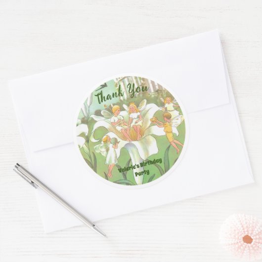 フェアリーフローラガーデンエンチャントフォレストガール誕生日 ラウンドシール (封筒)