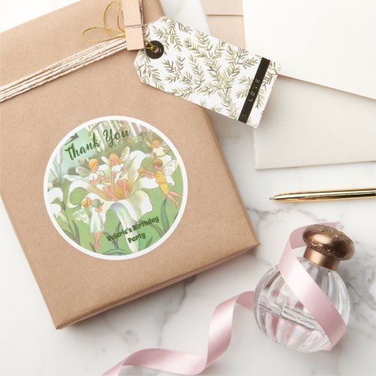 フェアリーフローラガーデンエンチャントフォレストガール誕生日 ラウンドシール (ギフト)