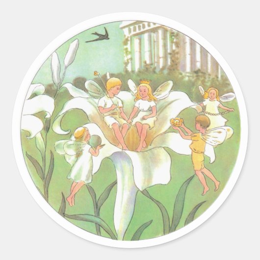 フェアリーフローラガーデンエンチャントフォレストガール誕生日 ラウンドシール (正面)