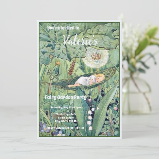 フェアリーフローラガーデンエンチャントフォレストガール誕生日 招待状 (スタンド正面)