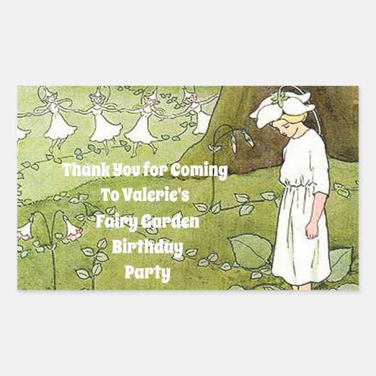 フェアリーフローラガーデンエンチャントフォレストガール誕生日 長方形シール (正面)