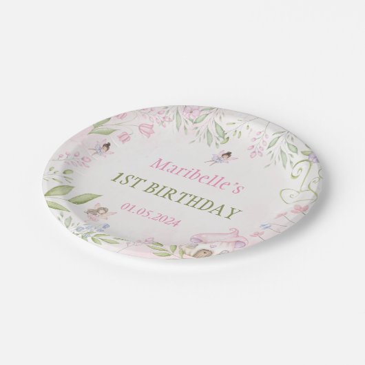 フェアリーフローラガールバースデーパーティー ペーパープレート (アングル)