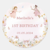 フェアリーフローラガールバースデーパーティー ラウンドシール (正面)