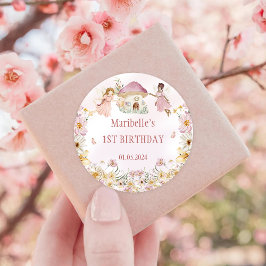 フェアリーフローラガールバースデーパーティー ラウンドシール