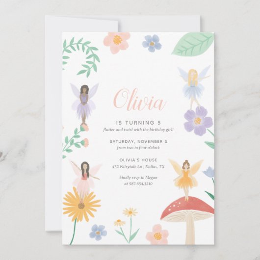 フェアリーフローラガールバースデーパーティー 招待状 (正面)