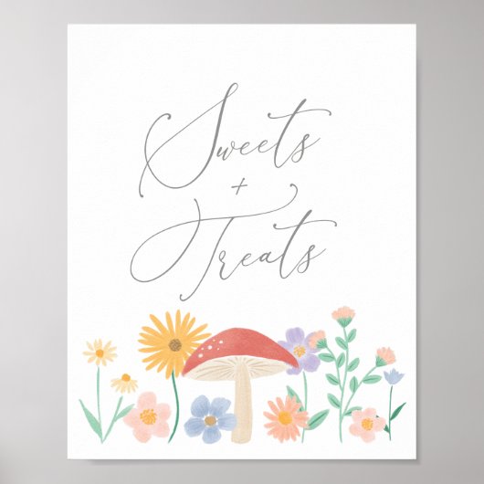 フェアリーフローラガール誕生日スイーツアンドトリートサイン ポスター (正面)