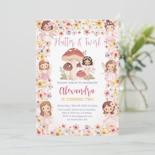 フェアリーフローラマジカルガーデンフォレストガール誕生日 招待状 (スタンド正面)