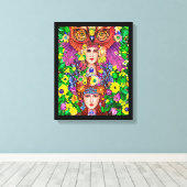 フェアリープリンセスシスターズオリジナルアールヌーボー キャンバスプリント (インサイチュ (ウッドフロア))