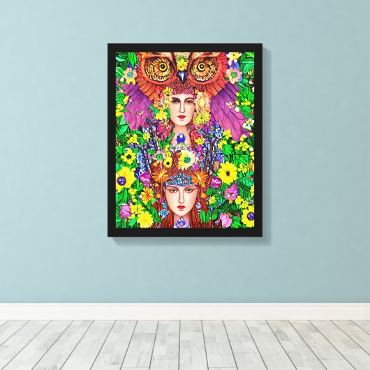 フェアリープリンセスシスターズオリジナルアールヌーボー キャンバスプリント (インサイチュ (ウッドフロア))