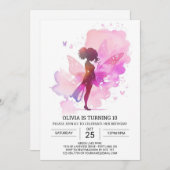 フェアリープリンセスバレリーナ誕生日エレガンス 招待状 (正面/裏面)