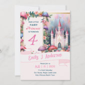 フェアリープリンセスバースデーパーティーピンクフェアヤコア 招待状 (正面)