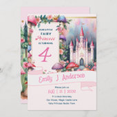 フェアリープリンセスバースデーパーティーピンクフェアヤコア 招待状 (正面/裏面)