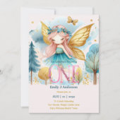 フェアリープリンセス1st誕生日ワンピンクフェアヤコア 招待状 (正面)