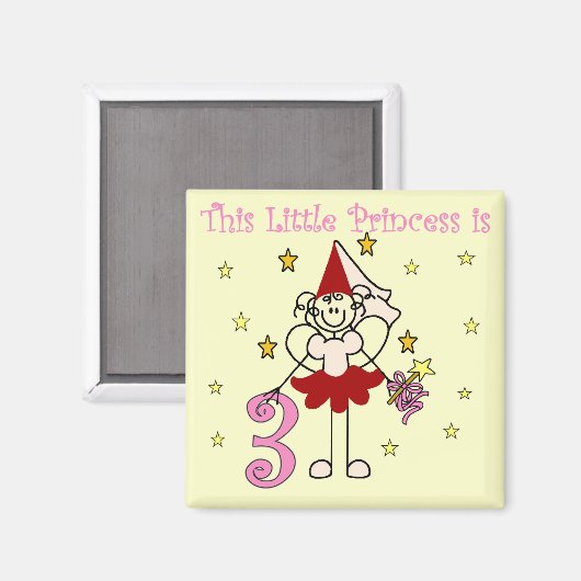 フェアリープリンセス3rd誕生日Tシャツとギフト マグネット (正面/裏面)