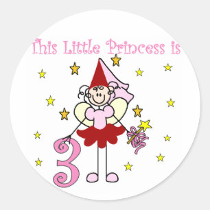 フェアリープリンセス3rd誕生日Tシャツとギフト ラウンドシール