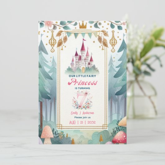 フェアリープリンセス7th誕生日フェアリーテールフェアリーコア 招待状 (スタンド正面)