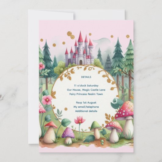 フェアリープリンセス8th誕生日フェアリータールフェアリーコア 招待状 (裏面)