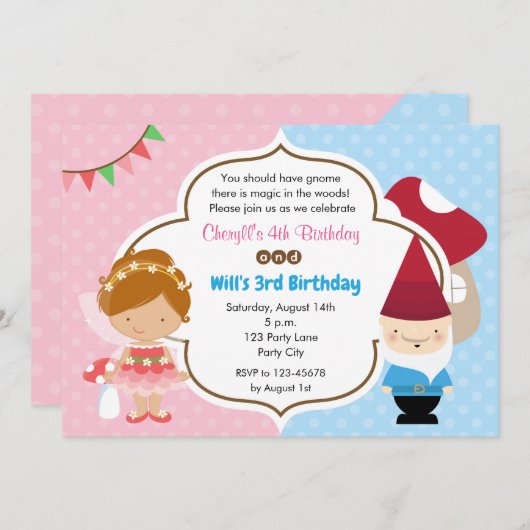 フェアリープリンセス&格言ウッドランズパーティの招待状 招待状 (正面/裏面)