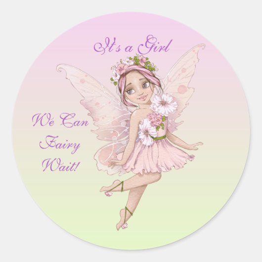 フェアリーベビーシャワー封筒用シール ラウンドシール (正面)