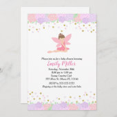 フェアリーベビーシャワー招待状金ゴールドピンク 招待状 (正面/裏面)