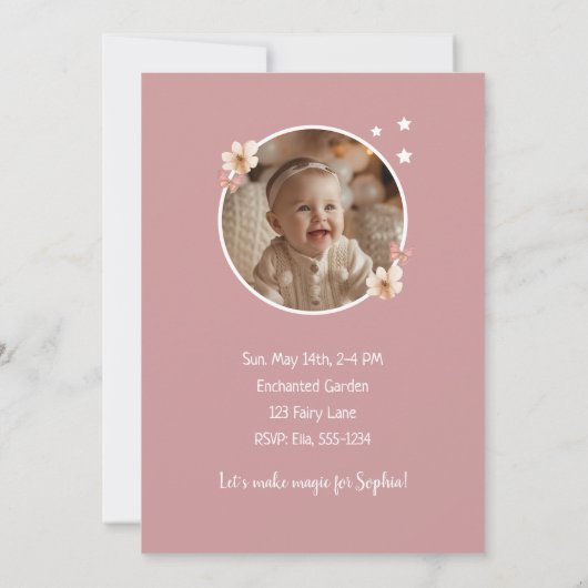 フェアリーホットエアバルーンガール誕生日招待状 招待状 (裏面)