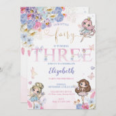 フェアリーマジカルフォレストガーデンガールフェアリー誕生日 招待状 (正面/裏面)