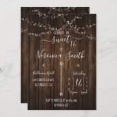 フェアリーライトアンドウッドスウィート16招待状 招待状 (正面/裏面)