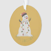 フェアリーライト付きクリスマス雪だるま オーナメント (正面)