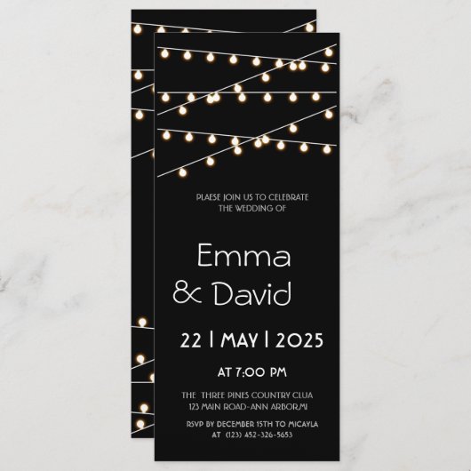 フェアリーライト結婚式招待状 招待状 (正面/裏面)