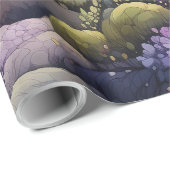 フェアリーランドの童話ダークブルーパープルとグリーン ラッピングペーパー (ロールコーナー)
