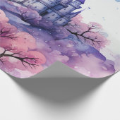 フェアリーランドの童話ダークブルーパープルとピンク ラッピングペーパー (角)