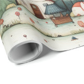 フェアリーランドビレッジグリーンとオレンジ ラッピングペーパー (ロールコーナー)