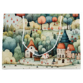 フェアリーランドビレッジグリーンとオレンジ ラージペーパーバッグ (正面)