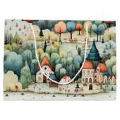 フェアリーランドビレッジグリーンとオレンジ ラージペーパーバッグ (裏面)