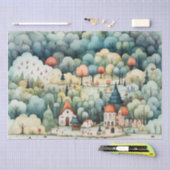 フェアリーランドビレッジグリーンとオレンジ 薄葉紙 (クラフト)