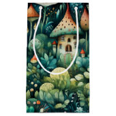 フェアリーランドマッシュルームハウスグリーンオレンジ スモールペーパーバッグ (正面)