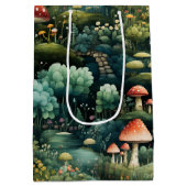 フェアリーランドマッシュルームハウスグリーンオレンジ ミディアムペーパーバッグ (裏面)